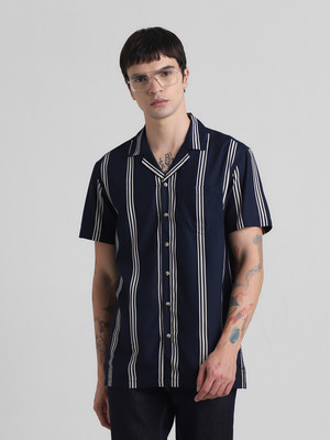 JACK & JONES Men Striped Casual Dark Blue, White Shirt