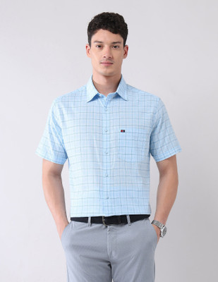 AD by Arvind Men Checkered Casual Blue Shirt