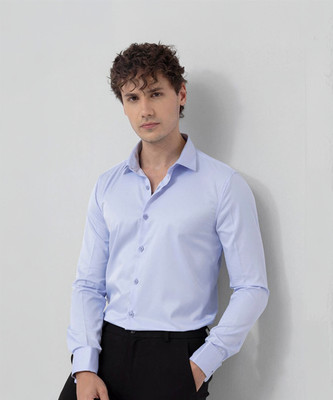 Snitch Men Solid Formal Blue Shirt