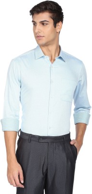 AD by Arvind Men Self Design Formal Light Blue Shirt