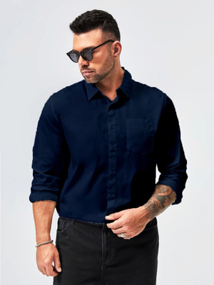 SHIV FASHION Men Solid Formal Dark Blue Shirt