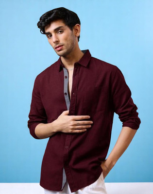 LAXMI TRENDING Men Solid Casual Maroon Shirt