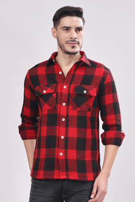 Stylox Men Checkered Casual Red Shirt