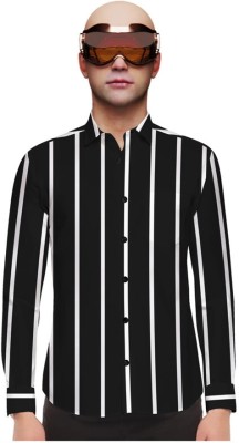 TANISHA FASHION Men Striped Casual Black Shirt