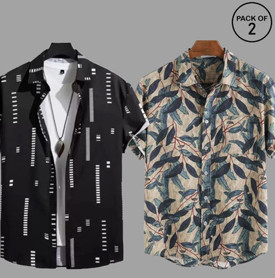 CHENECLOTH Men Printed Casual Multicolor Shirt(Pack of 2)
