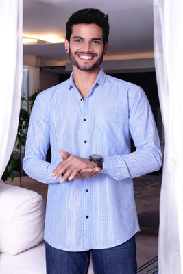 GCFAB Men Printed Casual Light Blue Shirt