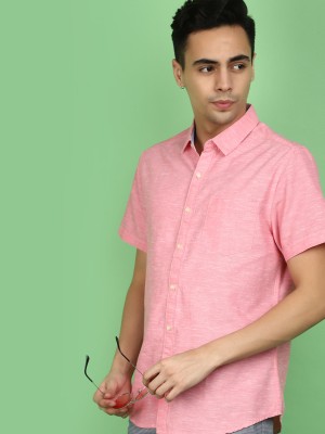 V-MART Men Self Design Casual Pink Shirt