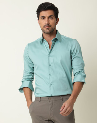 RARE RABBIT Men Solid Casual Light Green Shirt