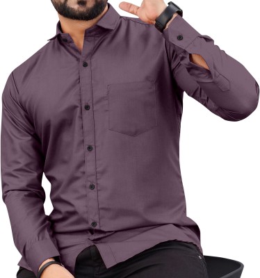 IKON FASHION Men Solid Casual Purple Shirt