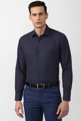 VAN HEUSEN Men Checkered Formal Dark Blue Shirt