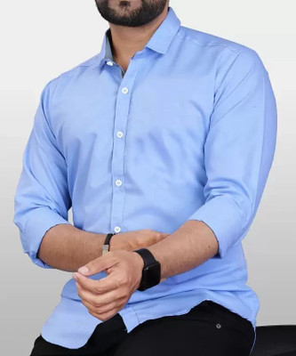 Pactimo Men Solid Formal Light Blue Shirt