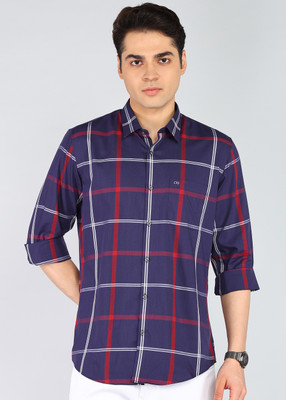 PETER ENGLAND Men Checkered Casual Grey Shirt