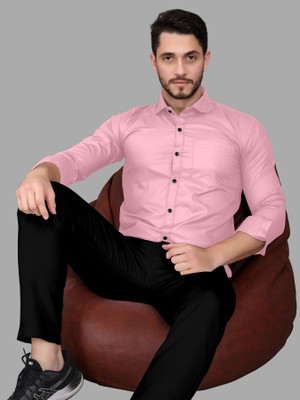 GAZZY CREATION Men Solid Formal Pink Shirt