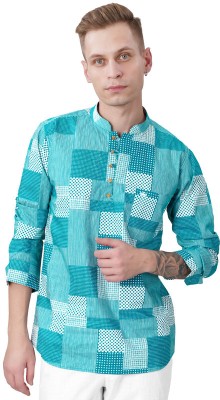 french crown Men Printed Casual Blue Shirt