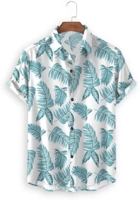 Stellalifestyle Men Printed Casual White, Light Green Shirt
