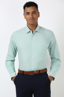 PETER ENGLAND Men Striped Formal Green Shirt
