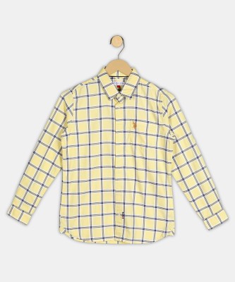 U.S. POLO ASSN. Boys Checkered Casual Yellow Shirt