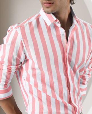 METRONAUT Men Striped Casual Pink, White Shirt