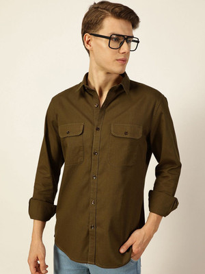 INVICTUS Men Solid Casual Green Shirt