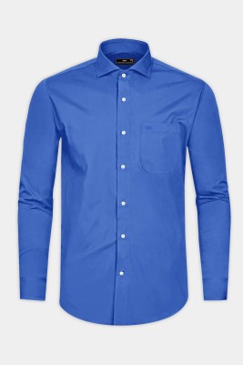 french crown Men Solid Formal Blue Shirt