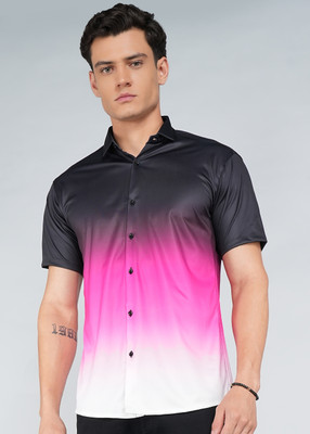 Moda Rapido Men Dyed/Ombre Casual Pink Shirt