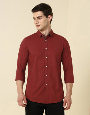Allen Solly Men Solid Formal Maroon Shirt