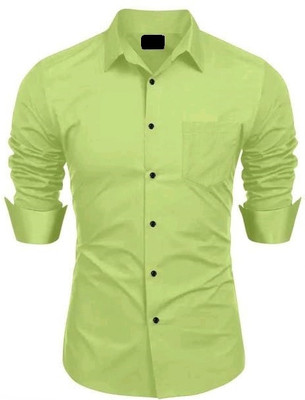 uvwholesale Men Solid Casual Light Green Shirt