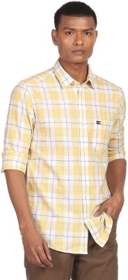 Arrow Sport Men Checkered Casual Yellow Shirt