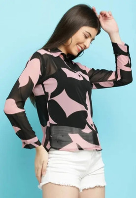 Jiyanshi Enterprises Women Printed Casual Pink Shirt