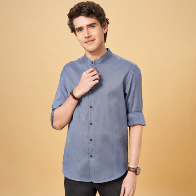 Indus Route by Pantaloons Men Solid Casual Grey Shirt