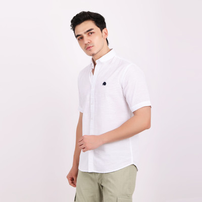 Lionies Men Printed Casual White Shirt