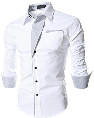 PEARL OCAN Men Self Design Casual White Shirt