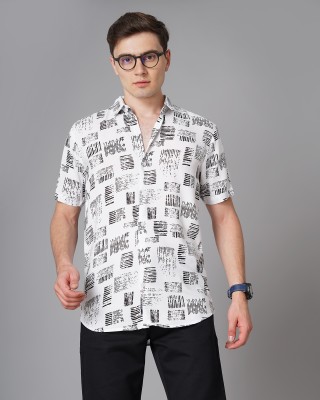 Paul Street Men Geometric Print Casual White Shirt