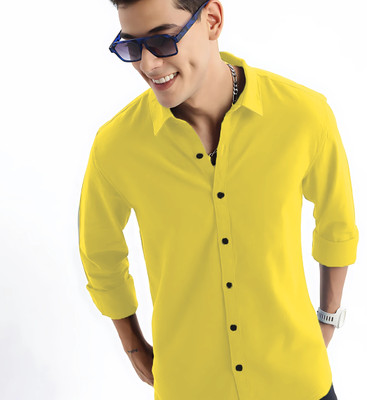 METRONAUT Men Solid Formal Yellow Shirt