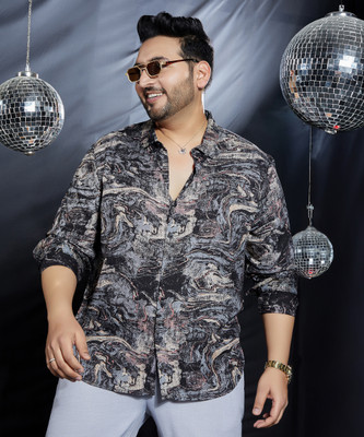 Instafab Plus Men Solid Casual Black Shirt