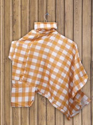 shivarainov Men Checkered, Striped Casual White, Orange Shirt