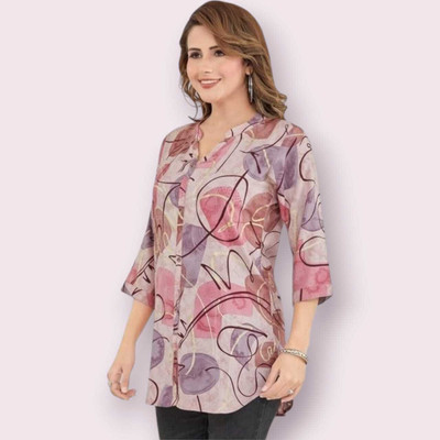 KAUTAQI Women Printed Casual Multicolor Shirt