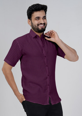 YAKSH Men Self Design Casual Purple Shirt