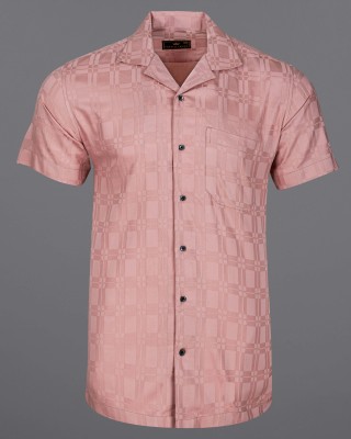 french crown Men Solid Casual Pink Shirt