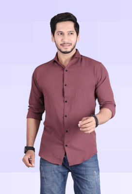 Parth Creation Men Solid Casual Maroon Shirt
