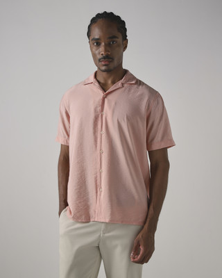 MUFTI Men Solid Casual Pink Shirt
