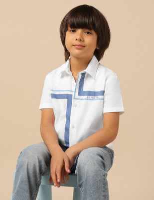 U.S. POLO ASSN. Boys Printed Casual White Shirt