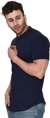 BEYOU FASHION Men Solid Casual Dark Blue Shirt