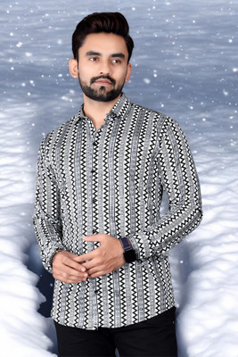 gurukrupa creation Men Printed Casual Black, White Shirt