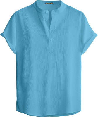 Cloth Factory Men Self Design Straight Kurta(Light Blue)