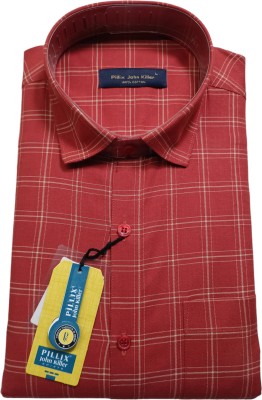 Pillix John Killer Men Checkered Casual Maroon Shirt