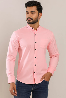 CROWNTAIL Men Solid Casual Pink Shirt