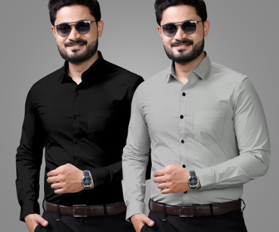 CHEAPSHIRTS Men Solid Formal Multicolor Shirt(Pack of 2)