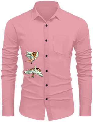 Sanskruti Men Embroidered Casual Pink Shirt