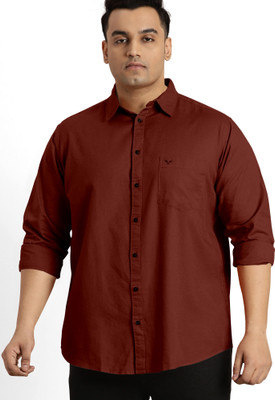 js studio Men Solid Formal Maroon Shirt